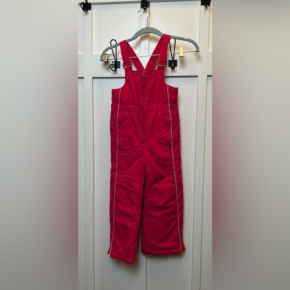 Athletech Pink Overall Young Girl Toddler Snow Bib Size XS 4 / 5 Wear On Bottom